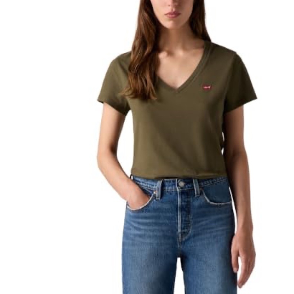 Levi’s | Army Green Perfect Tee v-Neck T-shirt Sz S